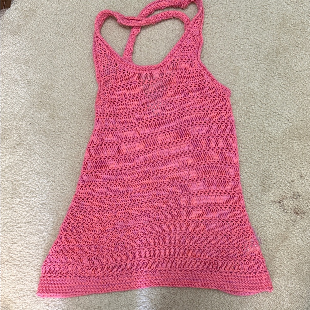 American eagle Crochet Pink Knit cross cross tank